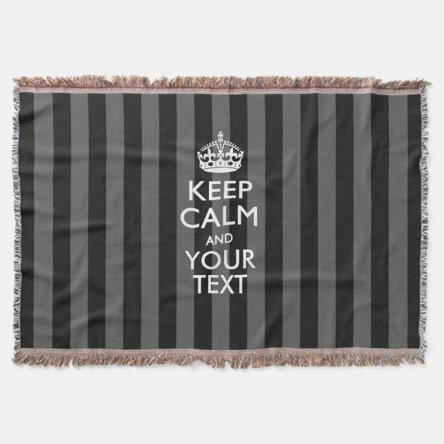 Personalised Keep Calm and Your Text for Cool Gift Throw Blanket (Front)