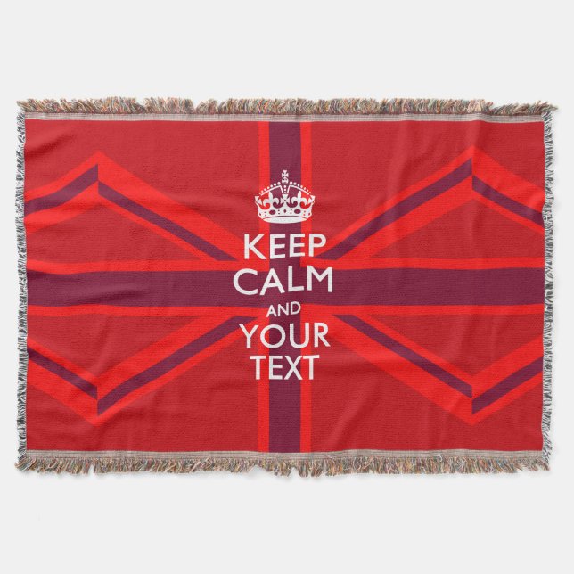 Personalised Keep Calm and Your Text for Cool Gift Throw Blanket (Front)