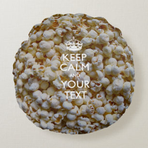 Personalised KEEP CALM AND Your Text for Popcorn Round Cushion