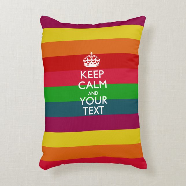 Personalised KEEP CALM AND Your Text for Rainbow Decorative Cushion (Front(Vertical))