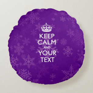 Personalised KEEP CALM AND Your Text for Snow Round Cushion