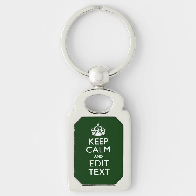Personalised Keep Calm And Your Text Green Decor Key Ring (Front)