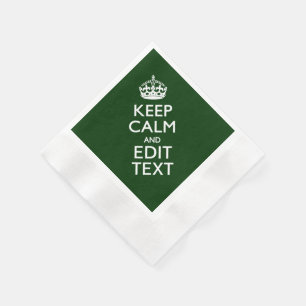 Personalised Keep Calm And Your Text Green Decor Napkin