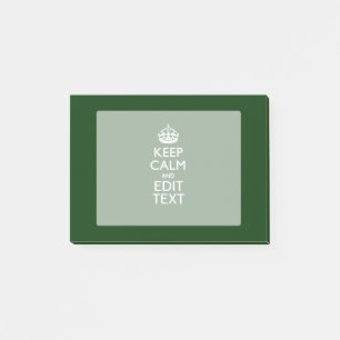 Personalised Keep Calm And Your Text Green Decor Post-it Notes
