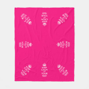 Personalised Keep Calm And Your Text Hot Pink Fleece Blanket