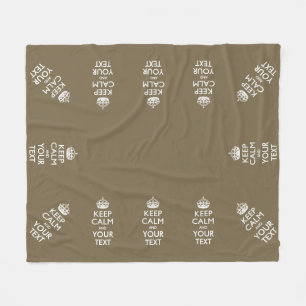 Personalised Keep Calm And Your Text in Taupe Fleece Blanket