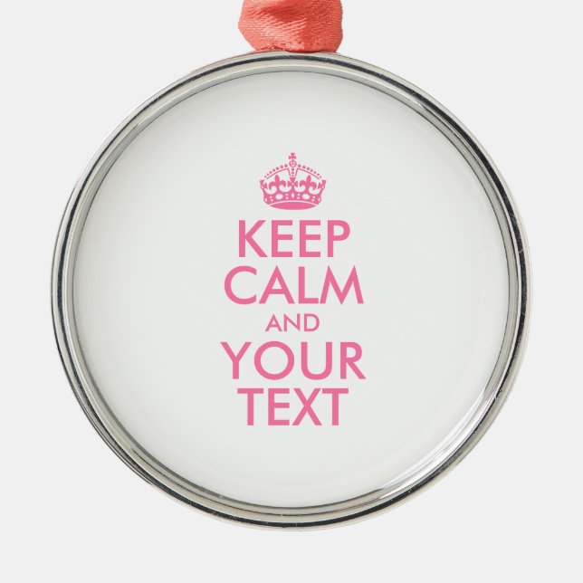 Personalised KEEP CALM and YOUR TEXT Metal Tree Decoration (Front)