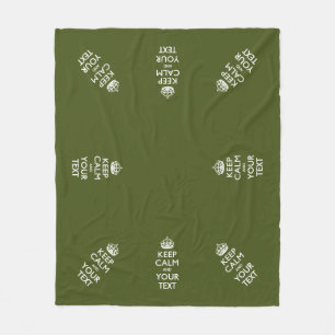 Personalised Keep Calm And Your Text Olive Green Fleece Blanket
