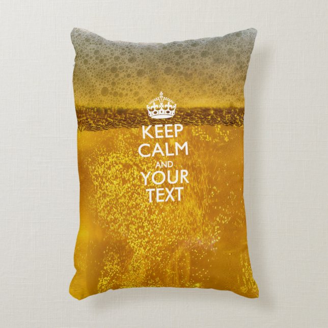 Personalised KEEP CALM AND Your Text on Beer Decorative Cushion (Front(Vertical))