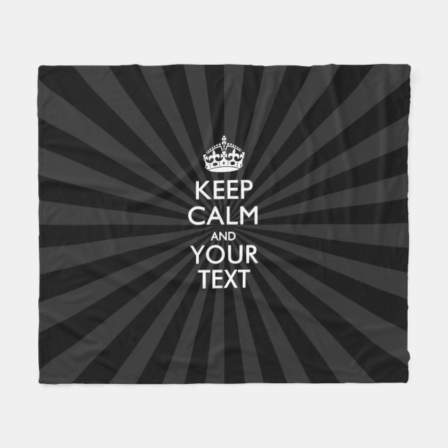 Personalised KEEP CALM and your text on burst Fleece Blanket (Front (Horizontal))