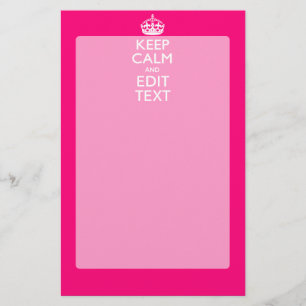 Personalised KEEP CALM AND Your Text on Fuchsia Stationery