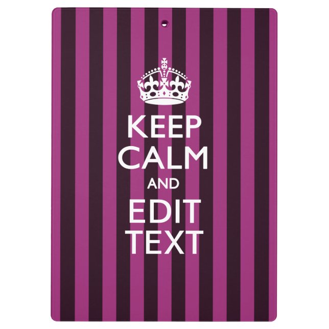 Personalised KEEP CALM and Your Text on Pink Clipboard (Back)