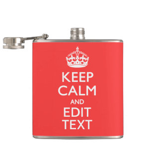 Personalised KEEP CALM and your text on Pink Coral Hip Flask