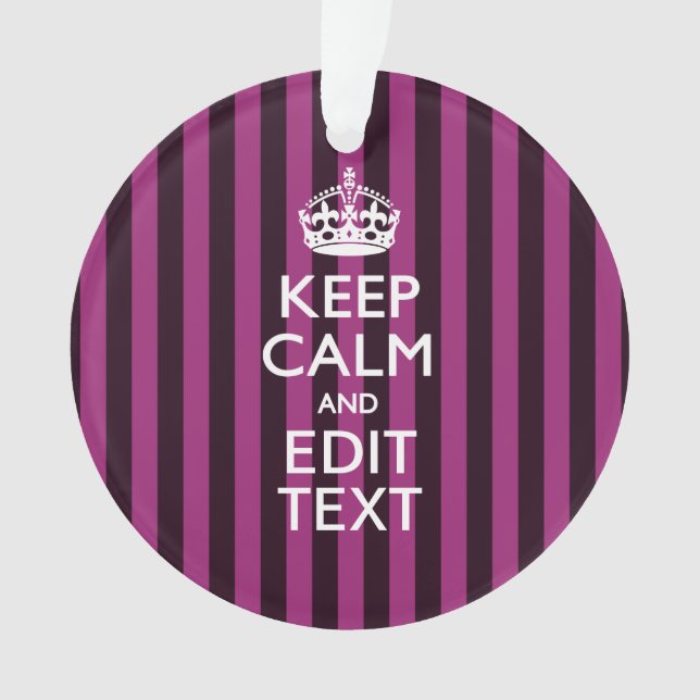 Personalised KEEP CALM and Your Text on Pink Ornament (Front)