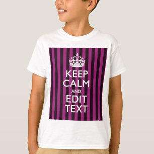 Personalised KEEP CALM and Your Text on Pink T-Shirt