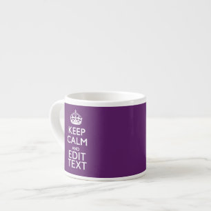 Personalised KEEP CALM AND Your Text on Purple Espresso Cup