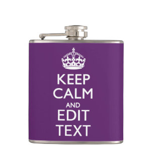 Personalised KEEP CALM AND Your Text on Purple Hip Flask