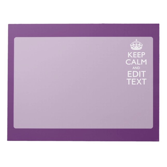 Personalised KEEP CALM AND Your Text on Purple Notepad (Front)