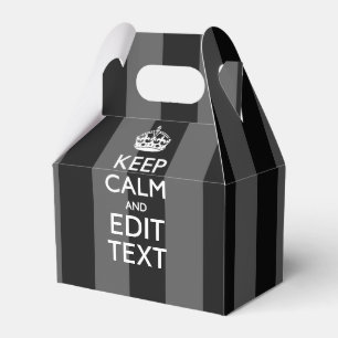 Personalised KEEP CALM AND Your Text on Stripes Favour Box