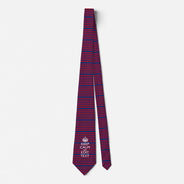 Personalised KEEP CALM AND Your Text on Stripes Tie (Front)