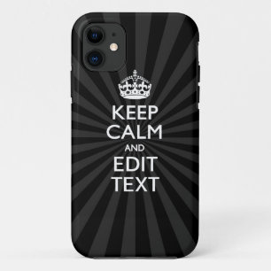 Personalised KEEP CALM and your text on Sunburst iPhone 11 Case