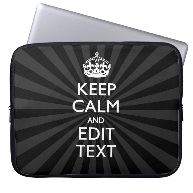 Personalised KEEP CALM and your text on Sunburst Laptop Sleeve (Front)