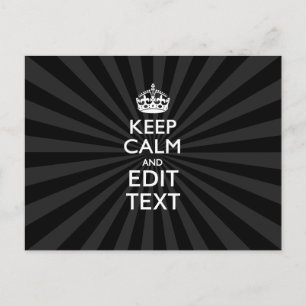 Personalised KEEP CALM and your text on Sunburst Postcard