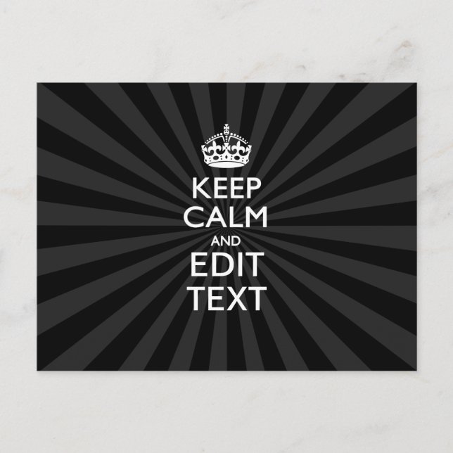 Personalised KEEP CALM and your text on Sunburst Postcard (Front)