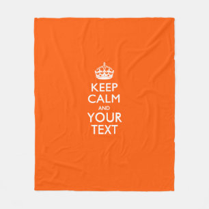 Personalised Keep Calm And Your Text Orange Fleece Blanket