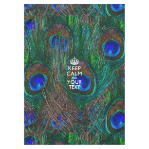 Personalised Keep Calm And Your Text Peacock Tablecloth
