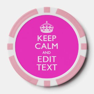 Personalised Keep Calm And Your Text Pink Decor Poker Chips