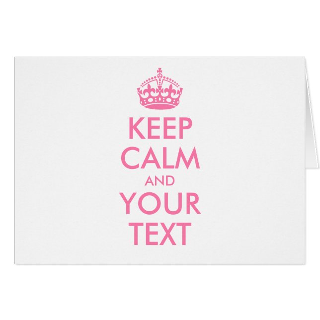 Personalised KEEP CALM and YOUR TEXT - pink words (Front Horizontal)