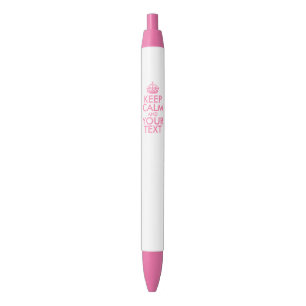 Personalised KEEP CALM and YOUR TEXT - pink words Blue Ink Pen