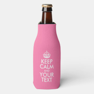 Personalised KEEP CALM and YOUR TEXT - pink words Bottle Cooler