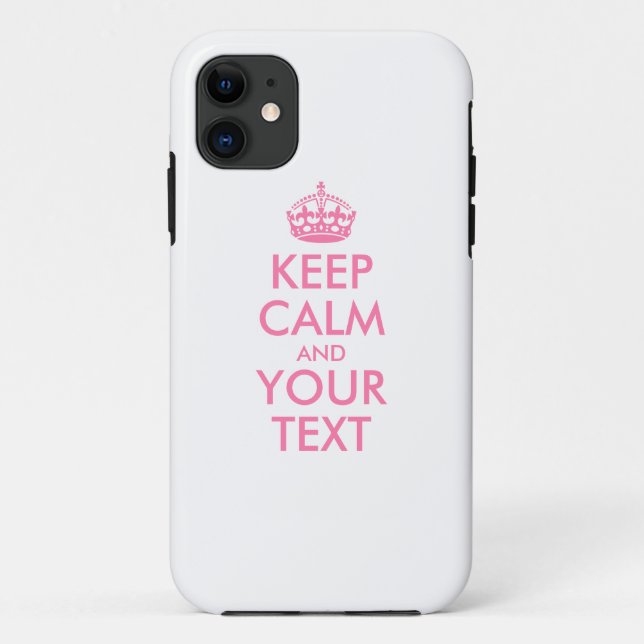 Personalised KEEP CALM and YOUR TEXT - pink words Case-Mate iPhone Case (Back)