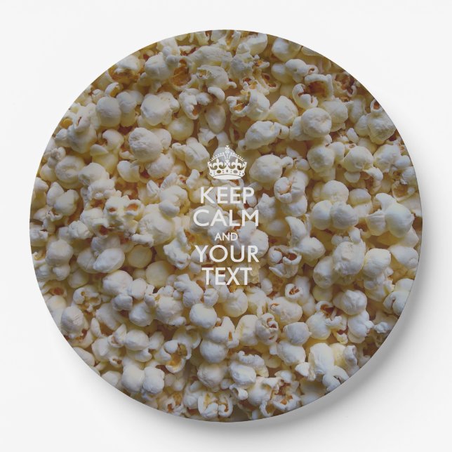 Personalised Keep Calm And Your Text Popcorn Paper Plate (Front)