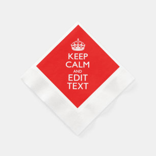Personalised Keep Calm And Your Text Red Classic Napkin