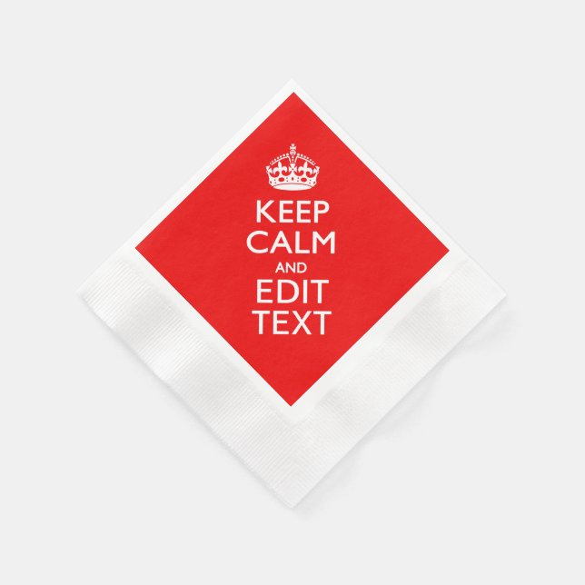 Personalised Keep Calm And Your Text Red Classic Napkin (Corner)
