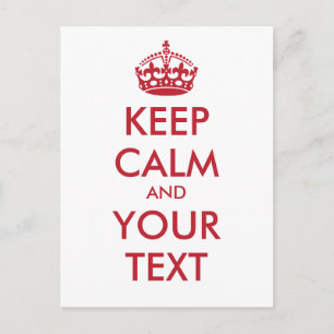 Personalised KEEP CALM and YOUR TEXT - red Postcard