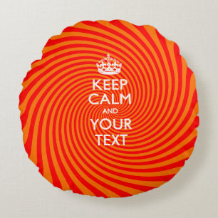 Personalised KEEP CALM AND Your Text Red Stripes Round Cushion