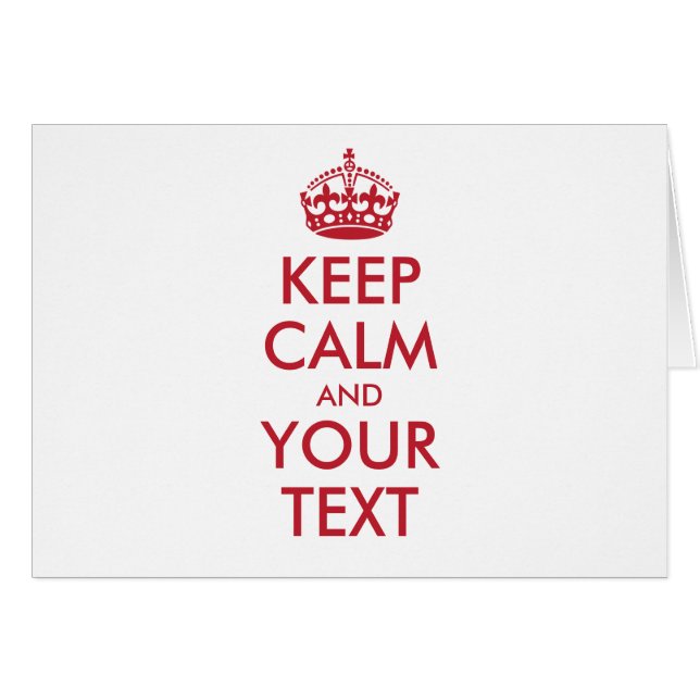 Personalised KEEP CALM and YOUR TEXT red words (Front Horizontal)