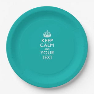 Personalised Keep Calm And Your Text Turquoise Paper Plate