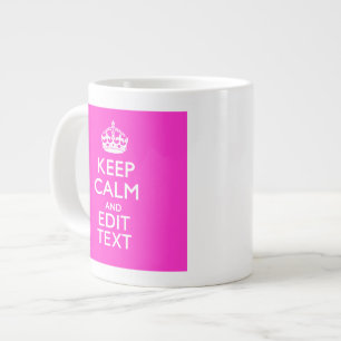 Personalised KEEP CALM AND Your Text Vibrant Pink Large Coffee Mug