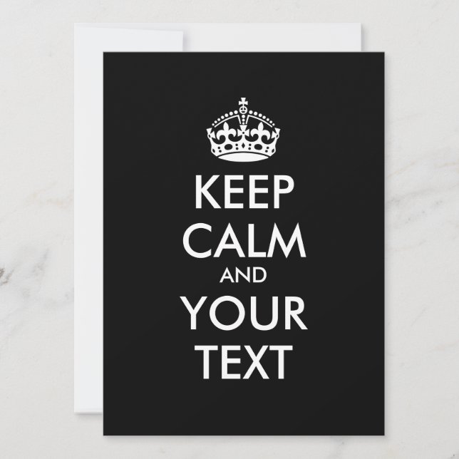 Personalised KEEP CALM and YOUR TEXT - white words (Front)