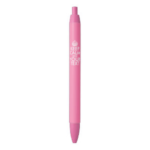 Personalised KEEP CALM and YOUR TEXT - white words Blue Ink Pen