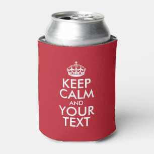 Personalised KEEP CALM and YOUR TEXT - white words Can Cooler