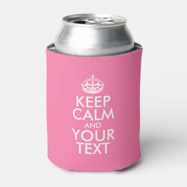 Personalised KEEP CALM and YOUR TEXT - white words Can Cooler (Can Front)
