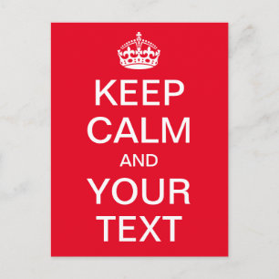 Personalised KEEP CALM and YOUR TEXT - white words Postcard
