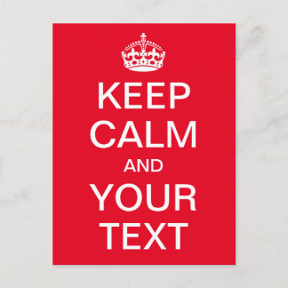 Personalised KEEP CALM and YOUR TEXT - white words Postcard