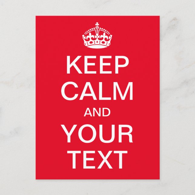 Personalised KEEP CALM and YOUR TEXT - white words Postcard (Front)